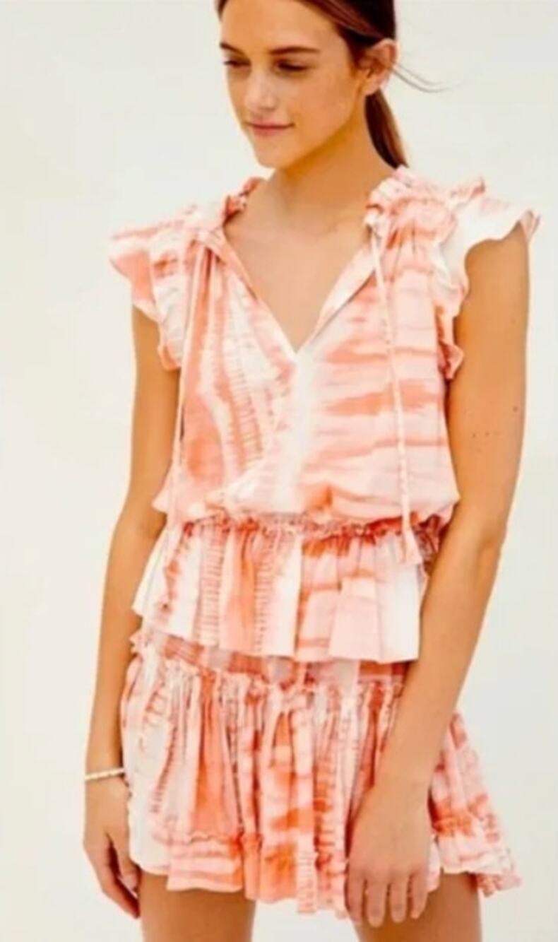 Misa Los Angeles Tie Dye Coral Lilian Orange Dress Womens XS